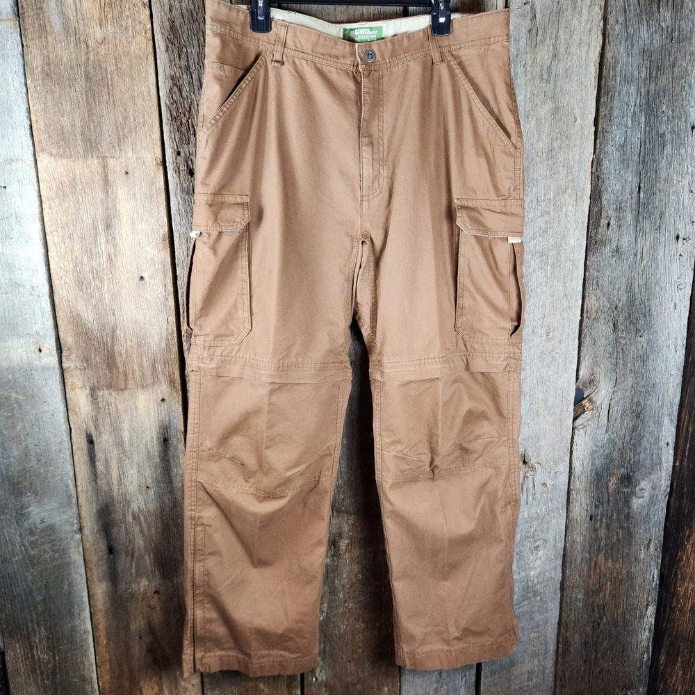 Gander Mountain Mens 36x30 Convertible Cargo Pants Tan Hiking Zip Off Leg